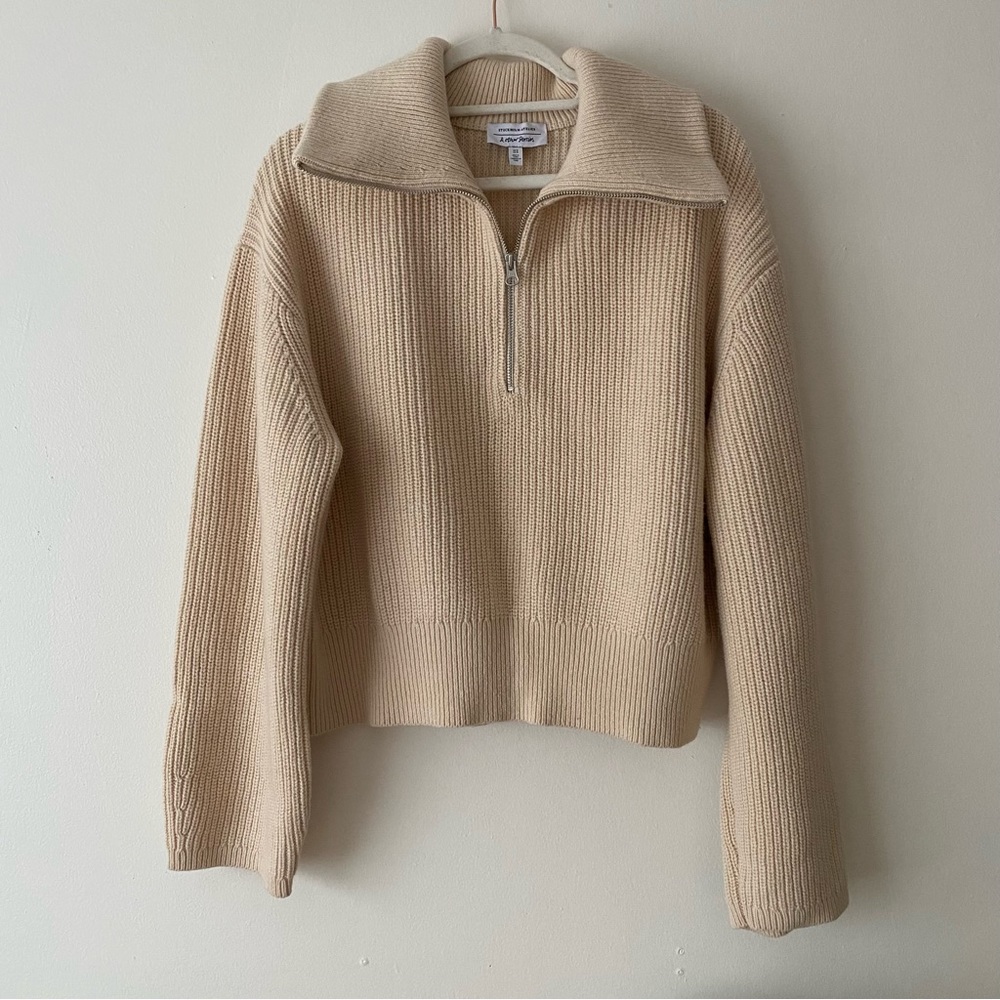 & Other Stories | Half Zip Knit Sweater in Cream